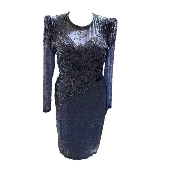 NWT Jacqueline Ferrar Sequin Beaded Vintage Dress Size 14 - Picture 1 of 4